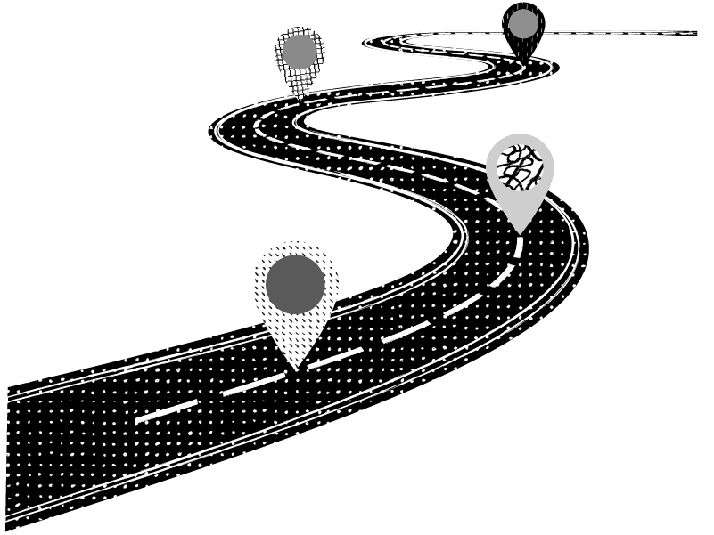 winding road with checkpoints