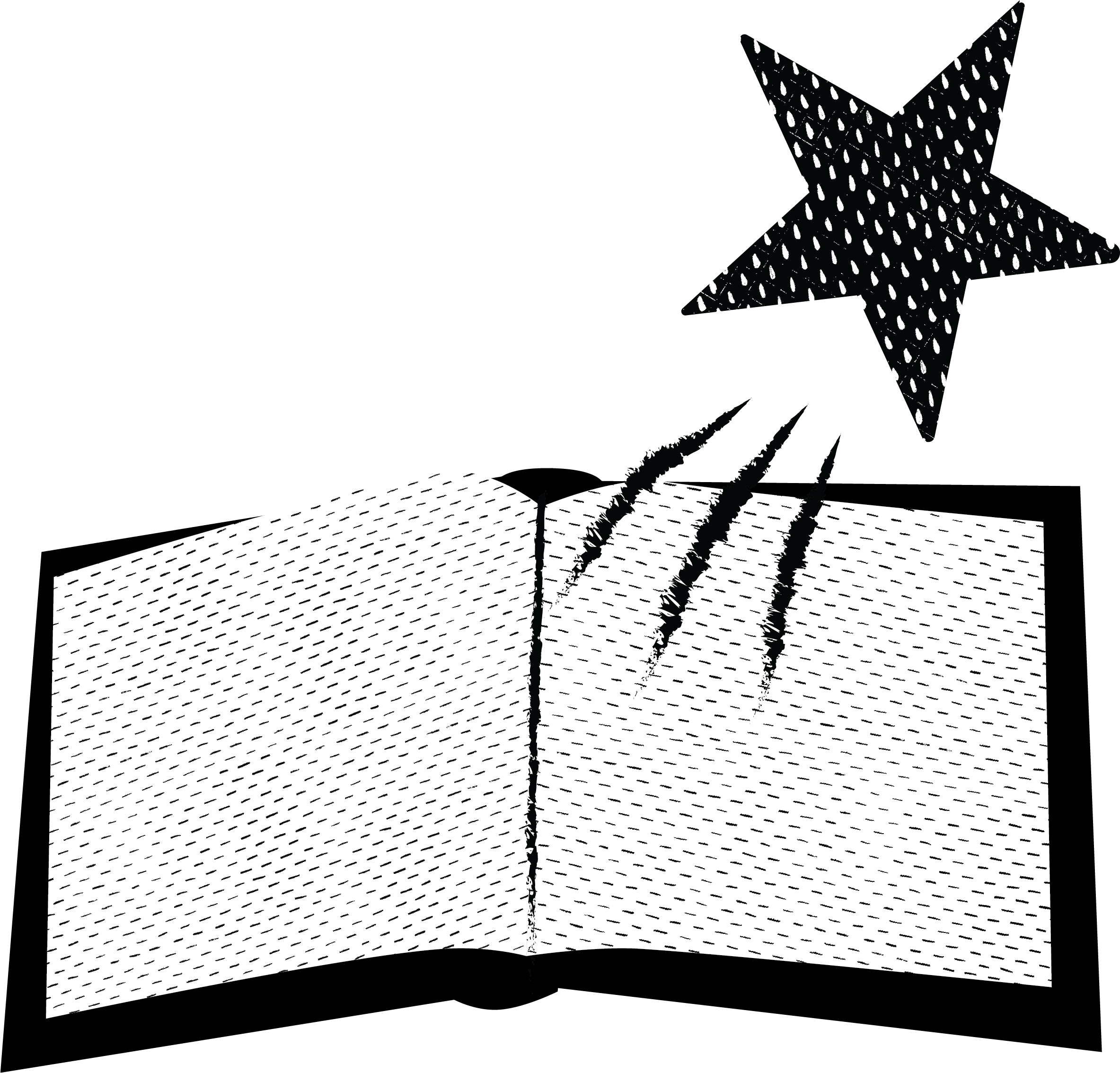 shooting star coming out of an open book